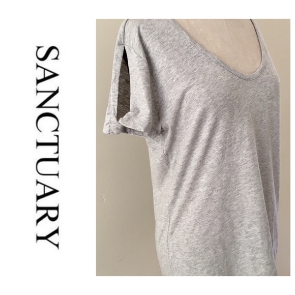 New!  Sanctuary heather grey cutout shoulder tee - Picture 1 of 5